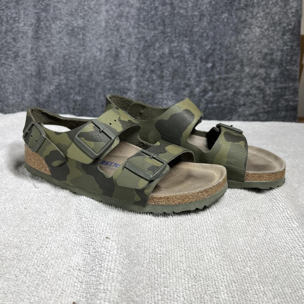 Birkenstock Sandals Womens Size 8.5 39 Green Milano Camo Slingback Comfort